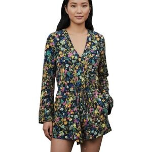 JESSICA SIMPSON Dark Floral Romper size XS Dark Fairy Romantic Secret Garden